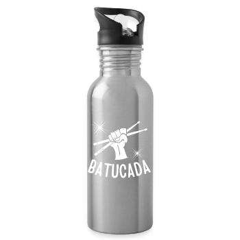 batucada, brésil, samba, rio - Gourde avec paille intégrée - argent clair - Droite