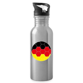 Deutschland Fußball Hexagon - Trinkflasche mit integriertem Trinkhalm - Lightsilver - Rechts