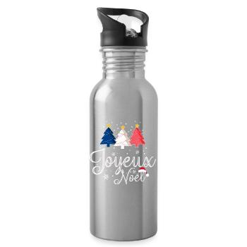 Joyeux Noël Weihnachtsbäume Frankreich Flagge - Trinkflasche mit integriertem Trinkhalm - Lightsilver - Rechts