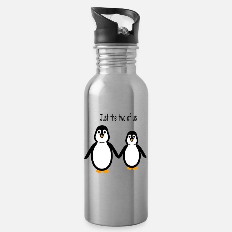 Pingouin - Deux d’entre nous - Gourde avec paille intégrée - argent clair