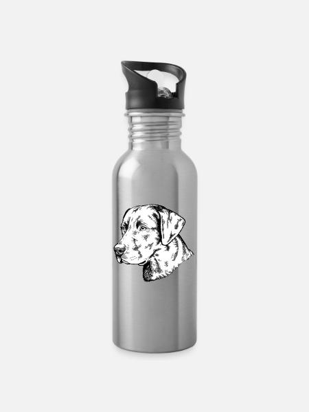 Retriever Portrait - Trinkflasche mit integriertem Trinkhalm - Lightsilver
