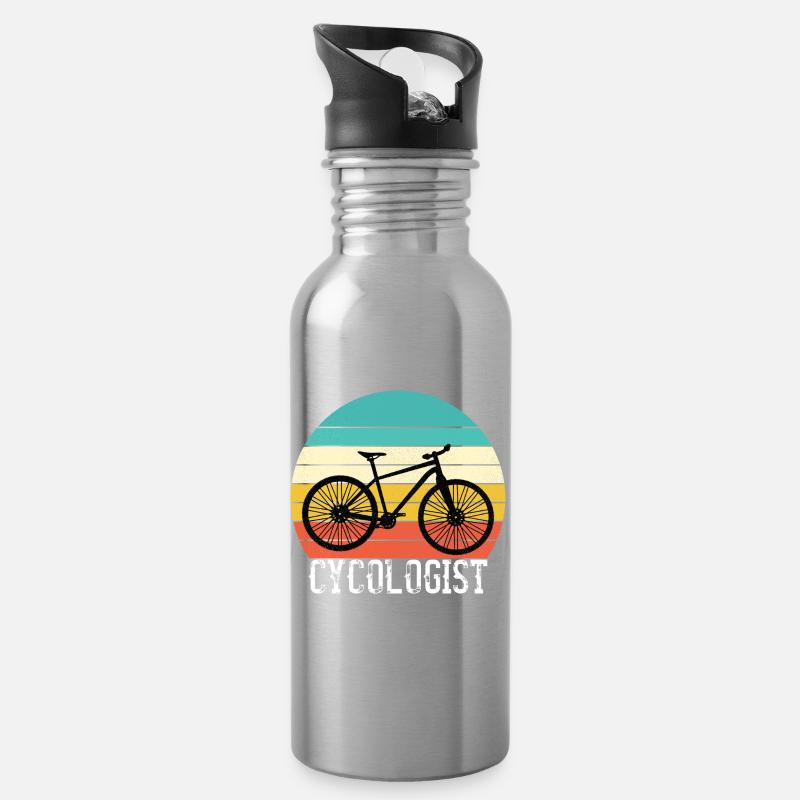 Cycologue Funny Vintage Cycliste - Gourde avec paille intégrée - argent clair
