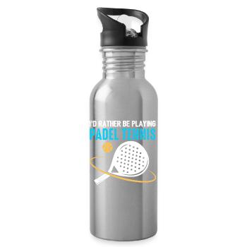 Padel Ich spiele lieber Padel-Tennis - Trinkflasche mit integriertem Trinkhalm - Lightsilver - Rechts