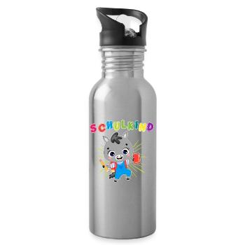 Stilvoll ins Schulleben! Unser Einschulungs-Design - Trinkflasche mit integriertem Trinkhalm - Lightsilver - Rechts