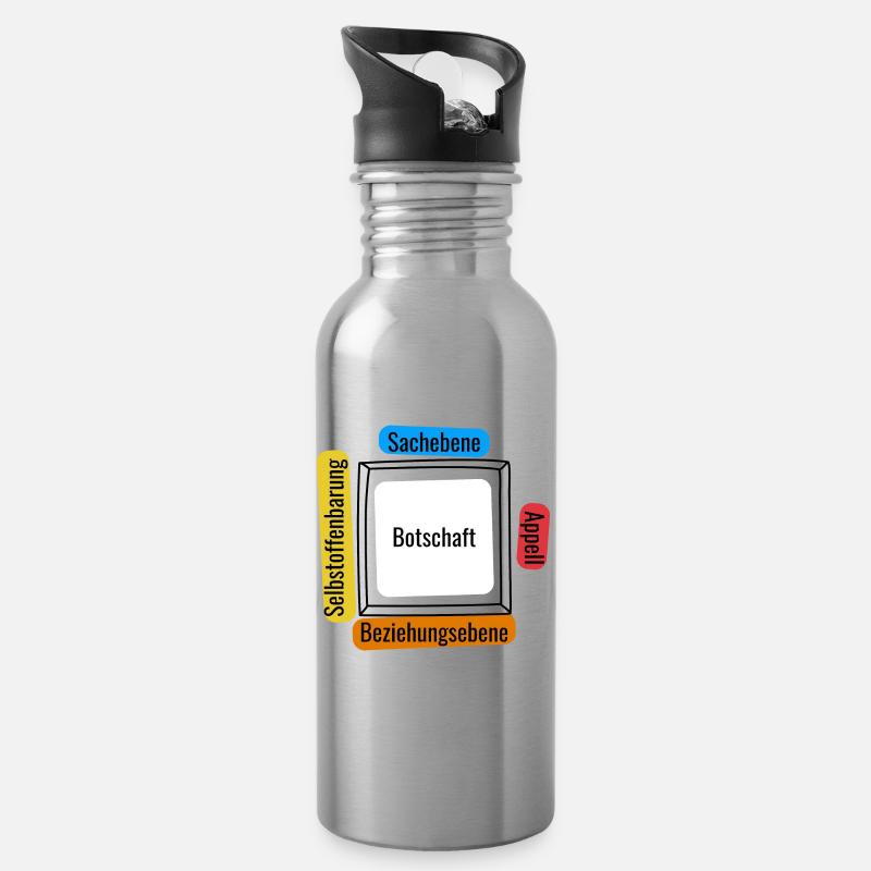 Vier Ohren Modell - Trinkflasche mit integriertem Trinkhalm - Lightsilver