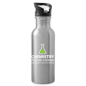 Chemistry, it's like cooking - Water bottle with straw - silver - Right