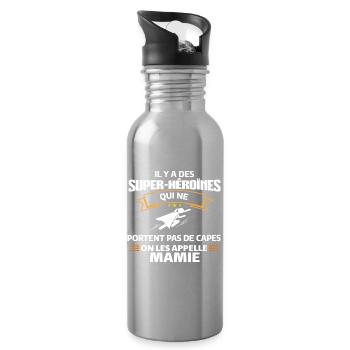 Super-Héroïne Capes Mamie Motivante - Gourde avec paille intégrée - argent clair - Droite