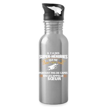 Héroïnes non capes illustrées - Gourde avec paille intégrée - argent clair - Droite