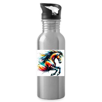 Horse - Water bottle with straw - silver - Right