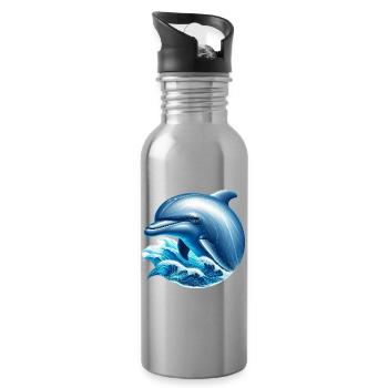 Dolphin - Water bottle with straw - silver - Right