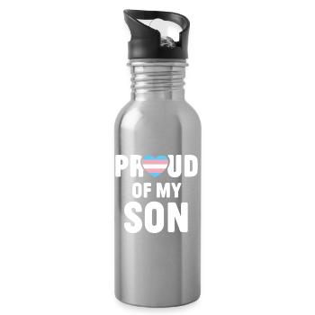 LGBTQ Pride Month - Proud of My Trans Daughter - Water bottle with straw - silver - Right
