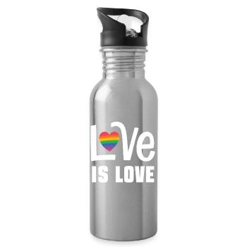 LGBTQ Pride Month - Liebe ist Liebe - Trinkflasche mit integriertem Trinkhalm - Lightsilver - Rechts