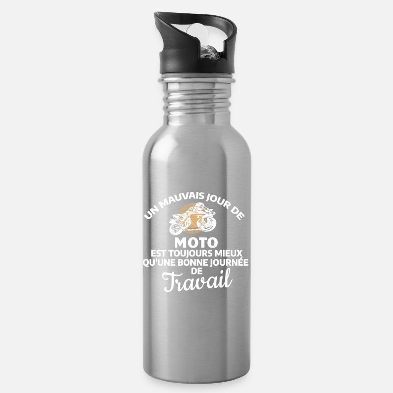 Arbeitstag Motorrad Zitat - Trinkflasche mit integriertem Trinkhalm - Lightsilver