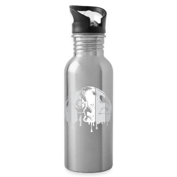 Mond Astronaut Weltall Rakete Graffiti retro Logo - Trinkflasche mit integriertem Trinkhalm - Lightsilver - Rechts