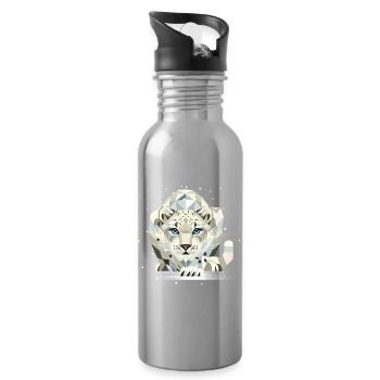 Schneeleopard – Starke Eleganz in der Wildnis - Trinkflasche mit integriertem Trinkhalm - Lightsilver - Rechts
