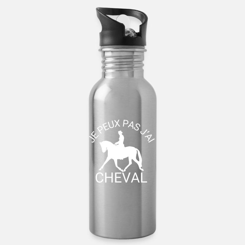 Je peux pas j'ai cheval - Gourde avec paille intégrée - argent clair