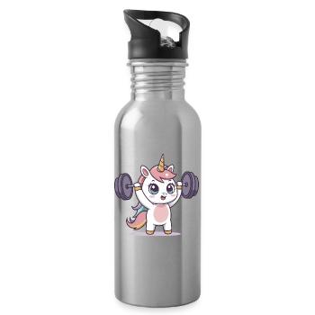 Athlète licorne en formation - Gourde avec paille intégrée - argent clair - Droite