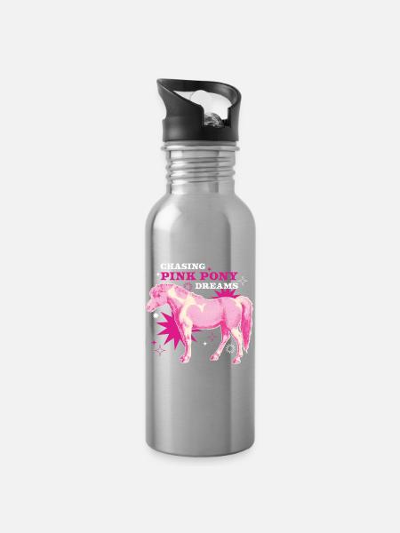 Pink Pony Dreams – Manège magique - Gourde avec paille intégrée - argent clair