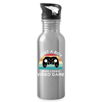 Just a Boy Who Loves Video Game - Water bottle with straw - silver - Right