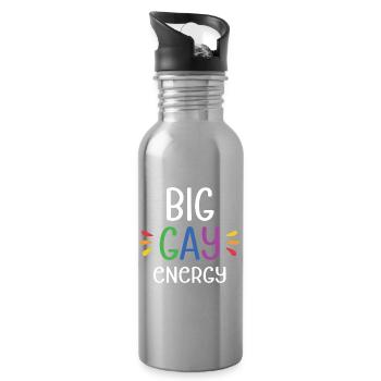 LGBTQ Pride Month - Big Gay Energy - Water bottle with straw - silver - Right