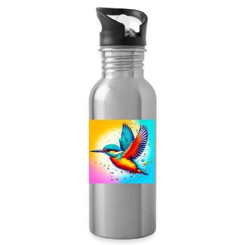 kingfisher - Water bottle with straw - silver - Right
