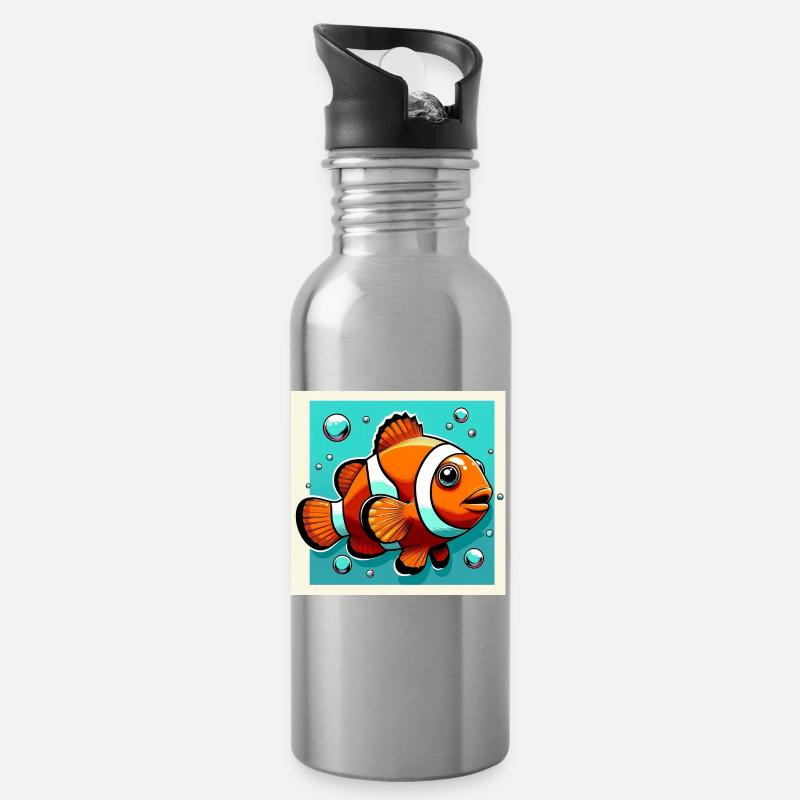 Clownfisch - Trinkflasche mit integriertem Trinkhalm - Lightsilver