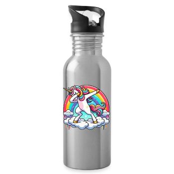 Licornes Dabbing Dab Licorne Licorne Femmes - Gourde avec paille intégrée - argent clair - Droite