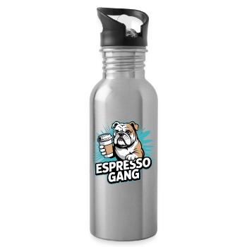 Espresso Gang Bulldog - Water bottle with straw - silver - Right