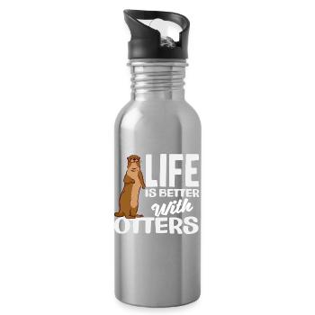Seeotter Leben Besser - Trinkflasche mit integriertem Trinkhalm - Lightsilver - Rechts