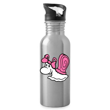 Snail Girl Female Cute Pretty Bow Woman - Water bottle with straw - silver - Right