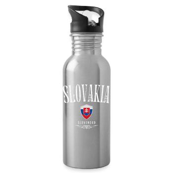 Flag of Slovakia, Slovak patriot - Water bottle with straw - silver - Right