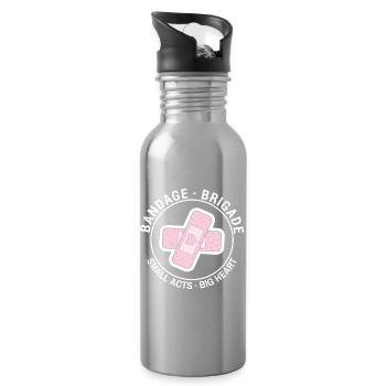 Bandade-Brigade Small acts. big heart. chest print - Water bottle with straw - silver - Right