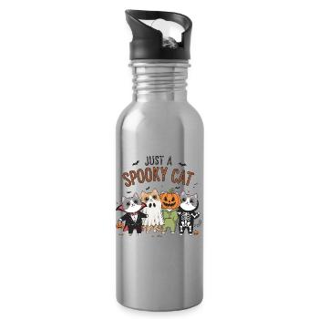 Nur eine gruselige Katze - Trinkflasche mit integriertem Trinkhalm - Lightsilver - Rechts