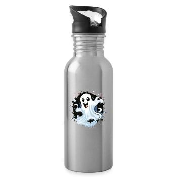 Fröhlicher Geister Spritzer - Trinkflasche mit integriertem Trinkhalm - Lightsilver - Rechts