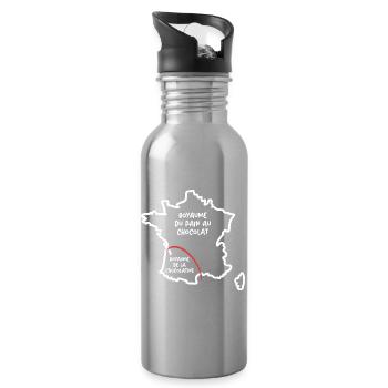 Pain au chocolat or chocolatine funny card France - Water bottle with straw - silver - Right