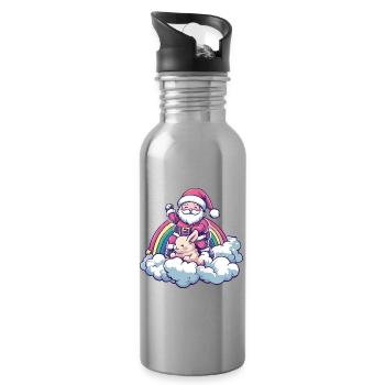 Lapin Père Noël Noël - Gourde avec paille intégrée - argent clair - Droite