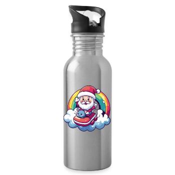 Souris Père Noël - Gourde avec paille intégrée - argent clair - Droite