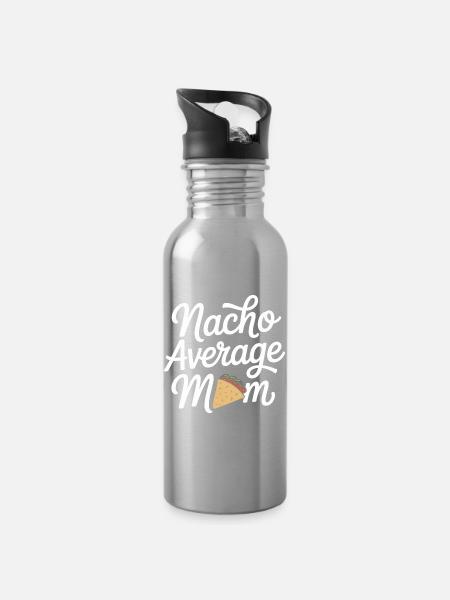 Nacho Durchschnittliche Mama Lustig - Trinkflasche mit integriertem Trinkhalm - Lightsilver