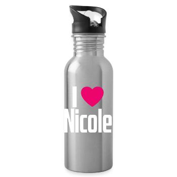 I Love Nicole Pink Heart I Love Nicole - Water bottle with straw - silver - Right