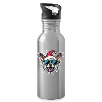 Chihuahua Chien Noël Drôle - Gourde avec paille intégrée - argent clair - Droite