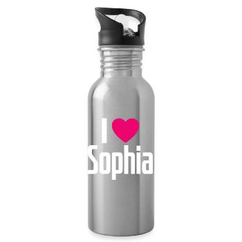 I Love Sophia Pink Heart I Love Sophia - Water bottle with straw - silver - Right