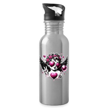Bonne Saint-Valentin Love Party Lgbt Pride Angel - Gourde avec paille intégrée - argent clair - Droite