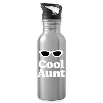 Cool Aunt Eyeglasses Logo - Water bottle with straw - silver - Right