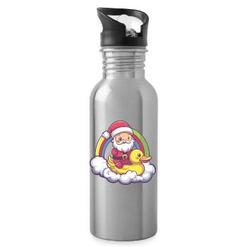 Ente Weihnachtsmann Weihnachten - Trinkflasche mit integriertem Trinkhalm - Lightsilver - Rechts