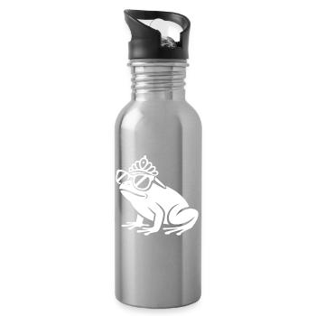 Frosch mit Krone und Sonnenbrille - Trinkflasche mit integriertem Trinkhalm - Lightsilver - Rechts