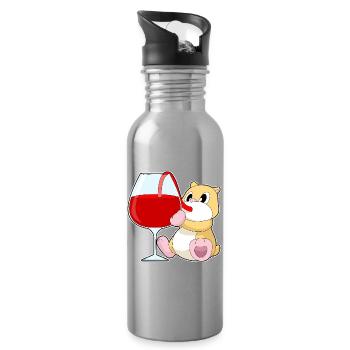 Vin rouge de hamster - Gourde avec paille intégrée - argent clair - Droite