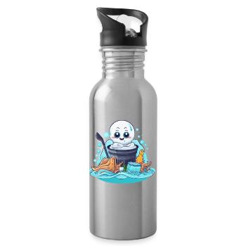 Bucket spirit in marine conservation - Water bottle with straw - silver - Right