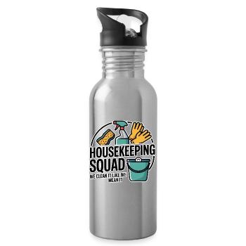 Funny Cleaning Design - Water bottle with straw - silver - Right