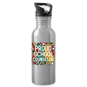 Stolzer Schulberater Geometrisch-Abstraktes Design - Trinkflasche mit integriertem Trinkhalm - Lightsilver - Rechts