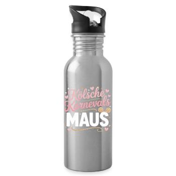 Kölsche Karnevalsmaus Karneval Köln Kölner Maus - Trinkflasche mit integriertem Trinkhalm - Lightsilver - Rechts